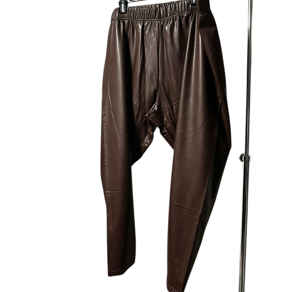 NWT Brown Faux Leather leggings 3X